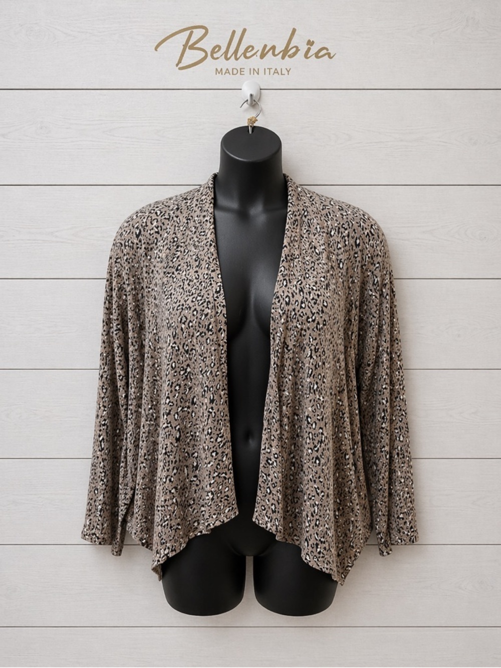 BELLAMBRA – Leopard Print Linen Jacket – Size L – Taupe